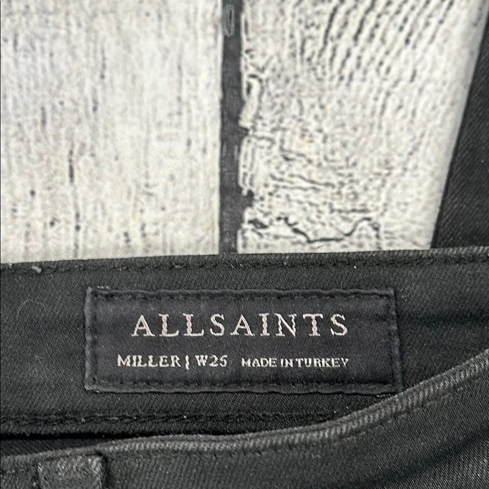 All Saints Sz 25 Miller Black Skinny Jeans w/Silver Studs - Picture 15 of 16